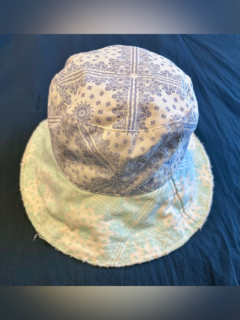 Free People Bandana Print Cotton Bucket Hat - Blue/Green